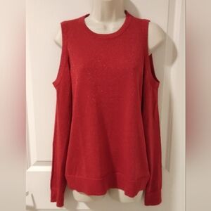 Red Cold Shoulder Sweater